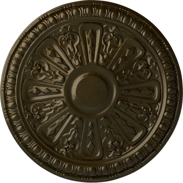 Ekena Millwork Raymond Ceiling Medallion (Fits Canopies up to 5 3/8"), Hand-Painted Green Gold, 18"OD x 1 1/4"P CM18RA2GGS - main